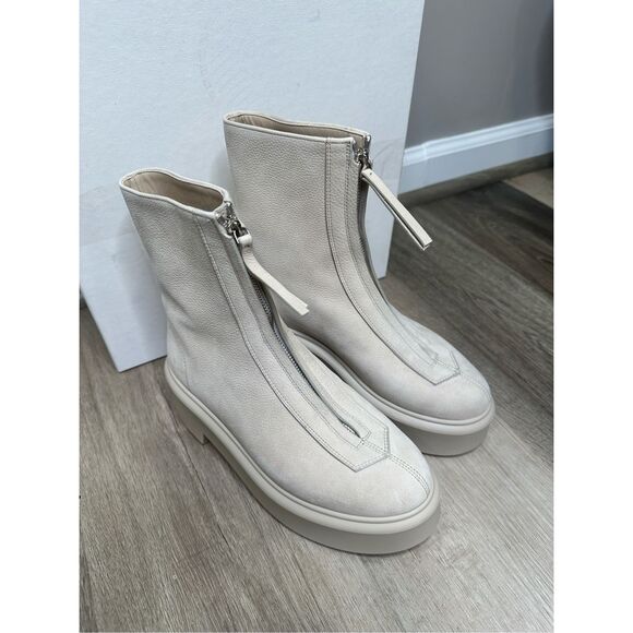 The ROW Grained Nubuck Leather Zippered Platform Combat Boots Beige Size 37 $149 - Picture 9 of 12